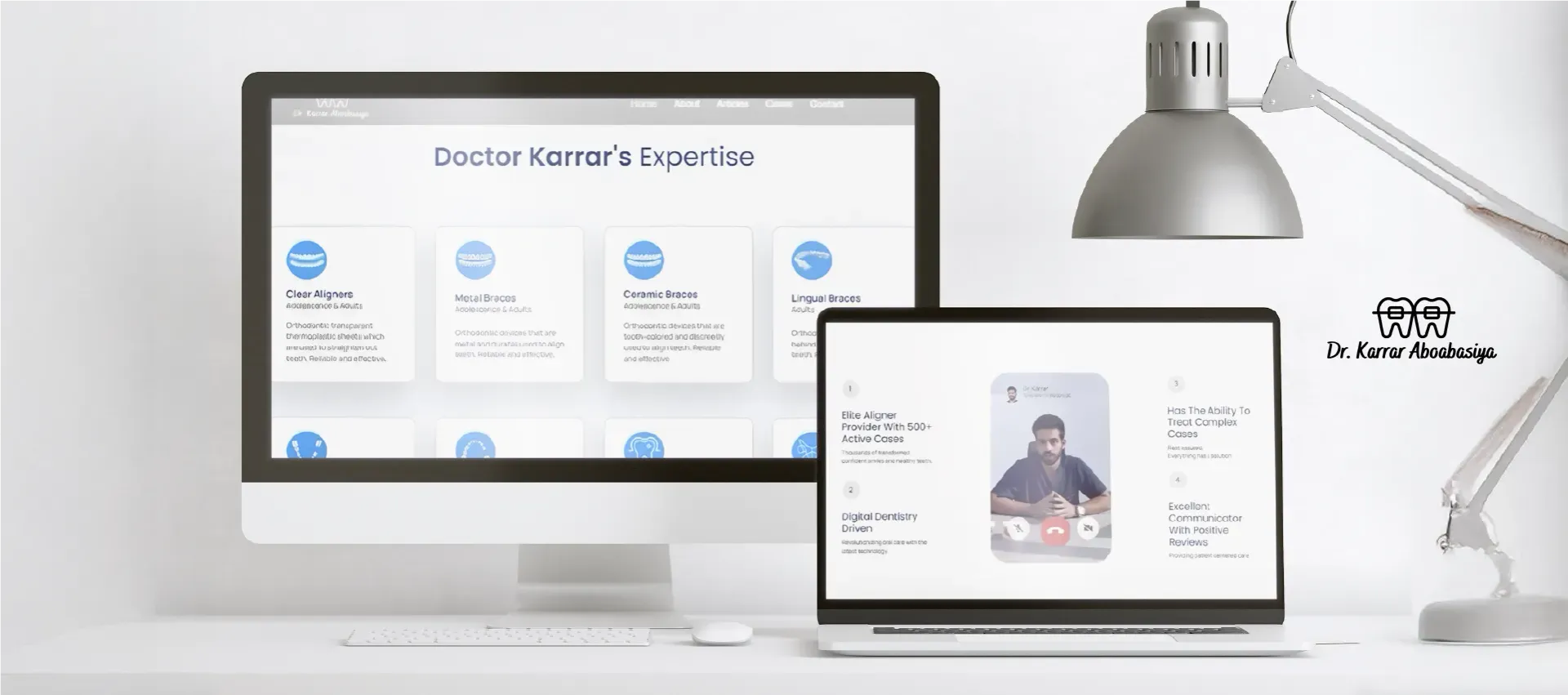 Doctor Karrar’s expertise page on a desktop and a laptop.
