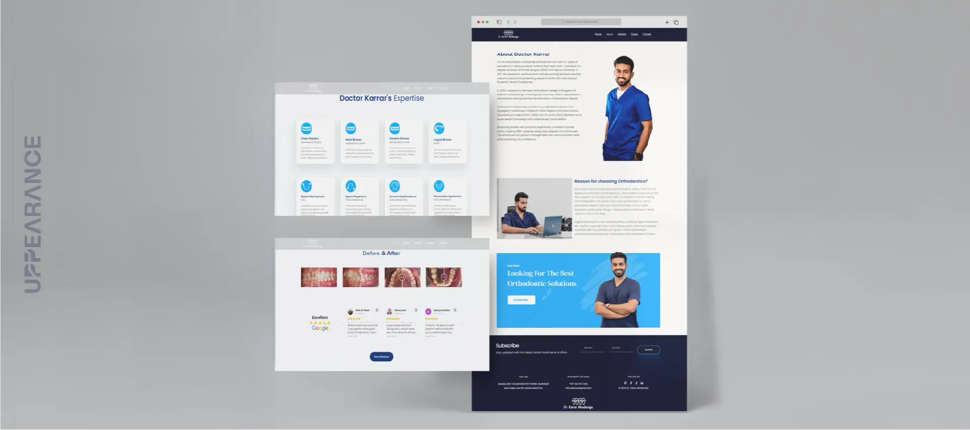 Dr. Karrar’s about, expertise and before-and-after pages.